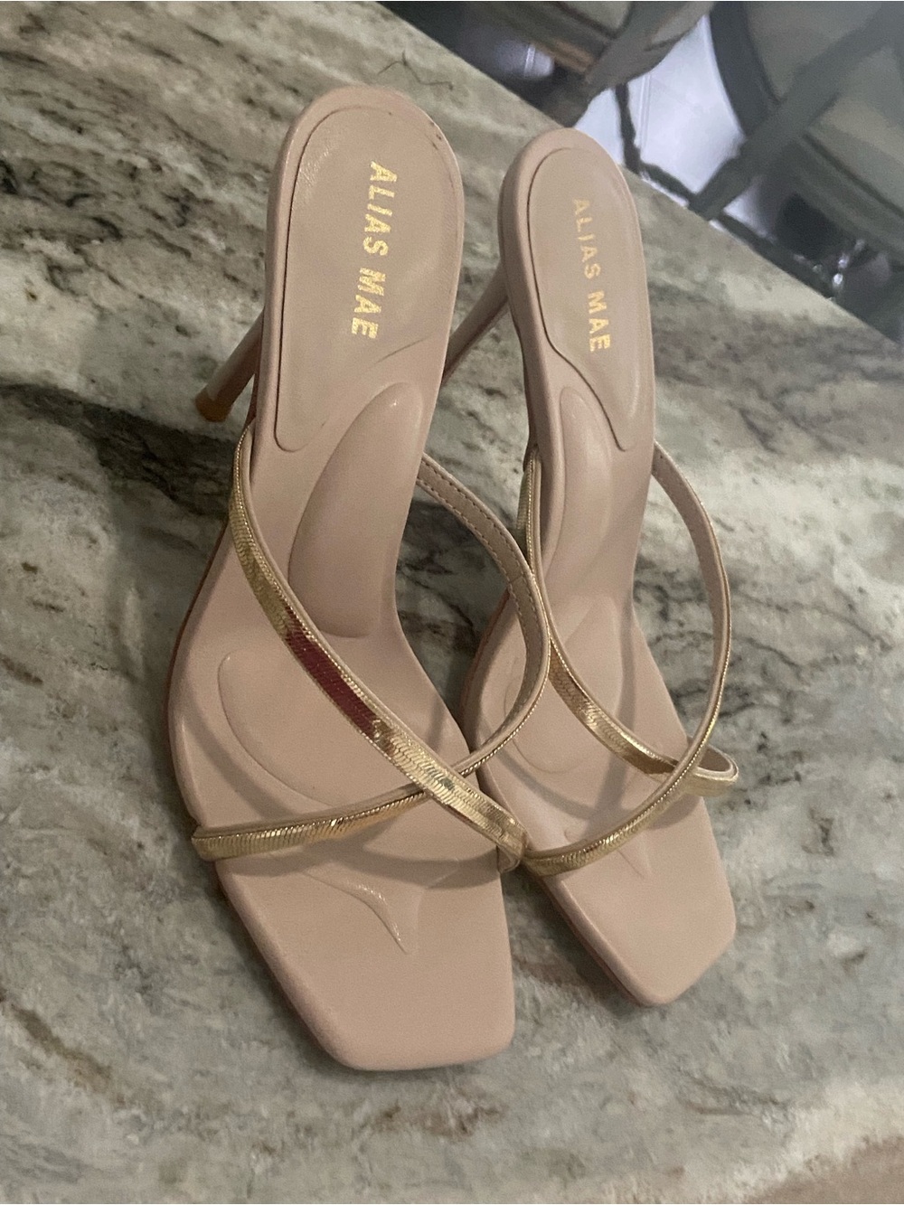 Alias Mae patent nude slip-on stiletto heels
